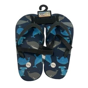 NWT Blue Shark Whale Slingback Flip Flops Size Large (9/10) Toddler Boy’s